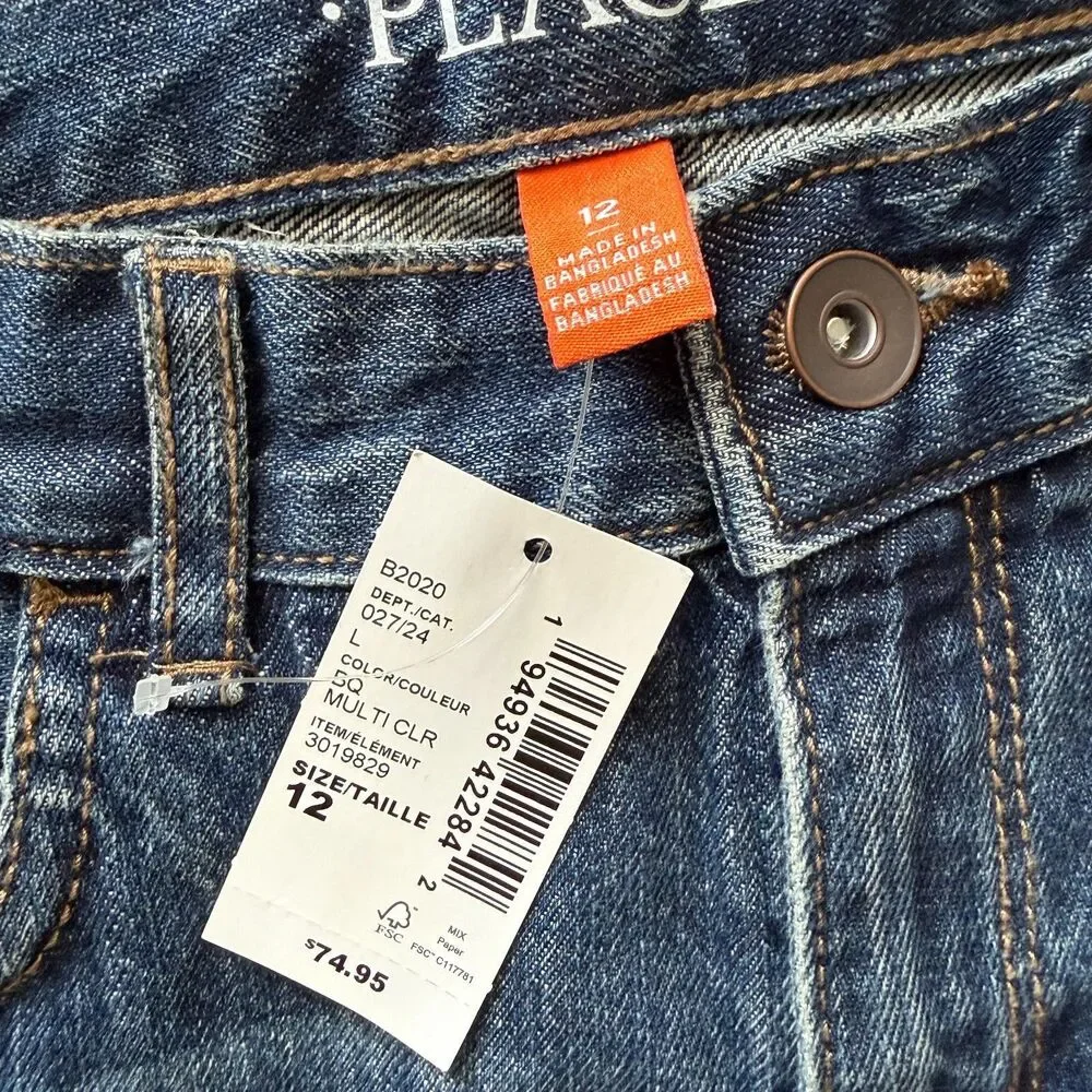 The Children's Place Boys Bootcut Jeans NWT Adjustable Waist Dark Wash 12